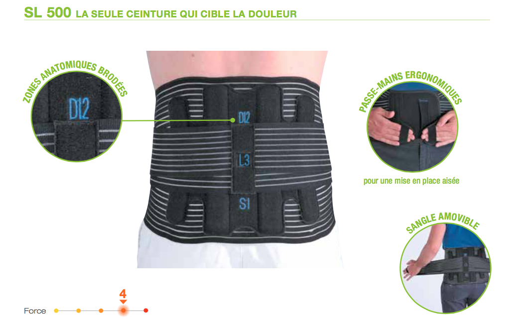 caractéristiques ceinture lombaire SL 500